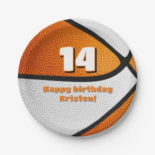 Basketballmädchen in Orangetönen - Party Pappteller