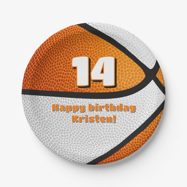 Basketballmädchen in Orangetönen - Party Pappteller (Vorderseite)