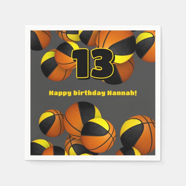 Basketballmannschaft in schwarzem Gold - Party Serviette (Vorderseite)