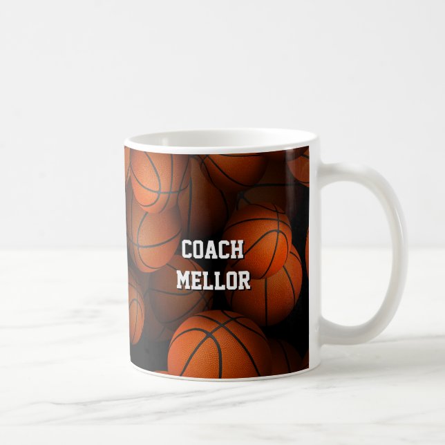 Basketballmuster personalisierter Teamtrainer Kaffeetasse (Rechts)