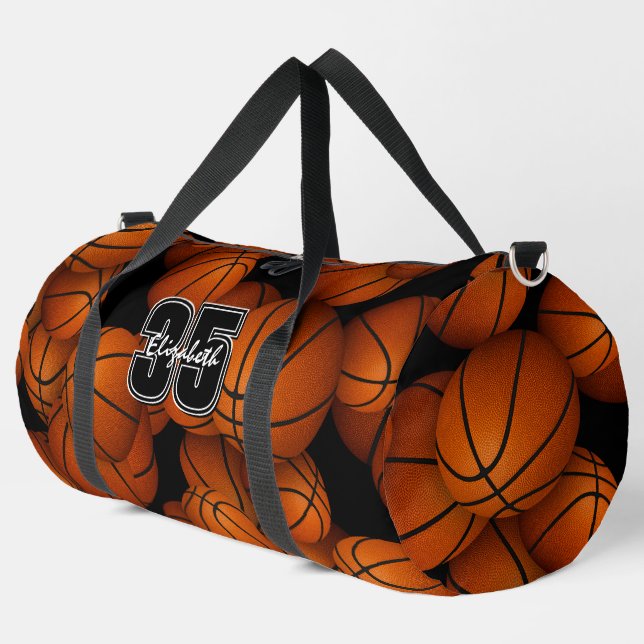 Basketballmuster-Spielername Jersey Duffle Bag (Linke Ecke)