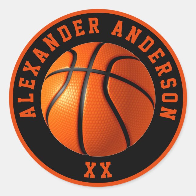 Basketballname und Jersey Personalize Runder Aufkleber (Vorderseite)