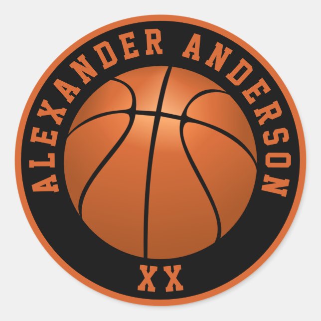 Basketballname und Jersey Personalize Runder Aufkleber (Vorderseite)