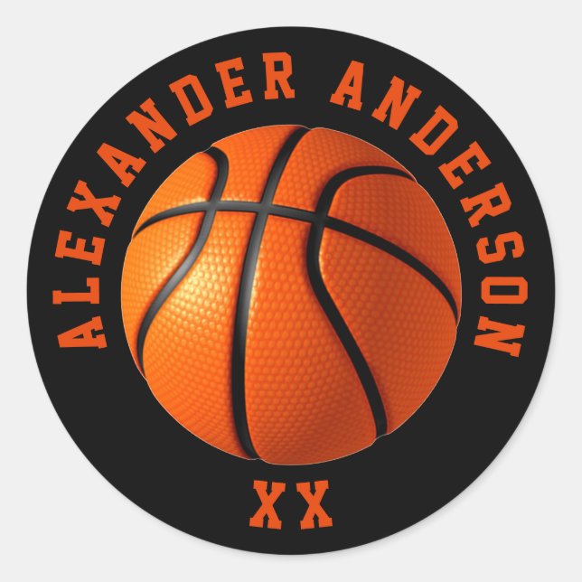 Basketballname und Jersey Personalize Runder Aufkleber (Vorderseite)