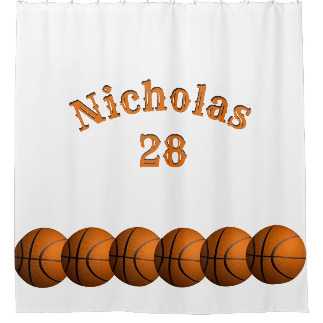 Basketballname und -nummer duschvorhang (Vorderseite)
