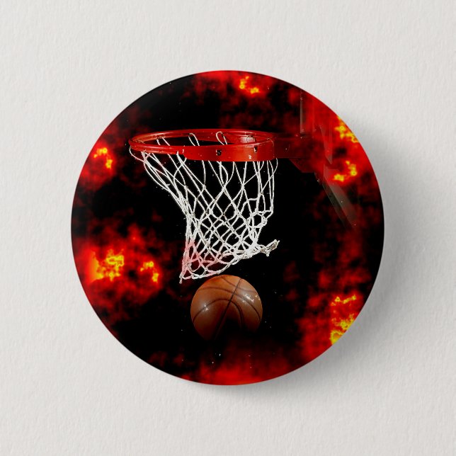 Basketballnetz, Ball & Flames Button (Vorderseite)
