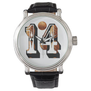 Basketballnummer 14 Mens Lederuhr, Armbanduhr