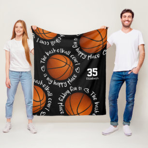 Basketballplatz mein glücklicher Platz mädchenhaft Fleecedecke