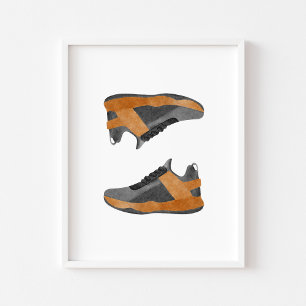 Basketballschuhe für Wasserfarben Poster