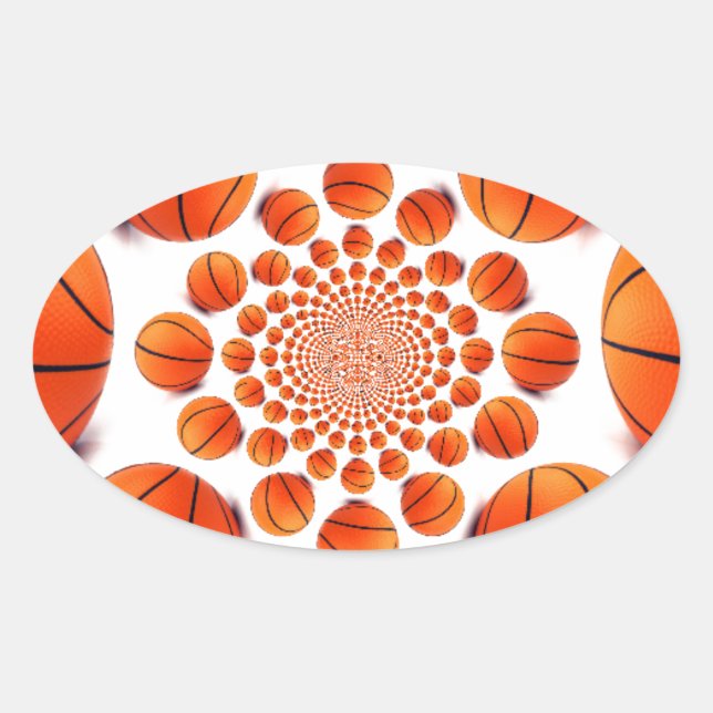 Basketballspiel: Court Vision Kaleida Ovaler Aufkleber (Vorderseite)
