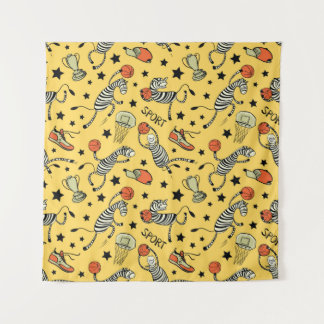 Basketballspiel nahtlos mit Doodle niedlich Wandteppich