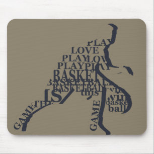 Basketballspieler, der mit Volltext treibt Mousepad