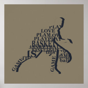 Basketballspieler, der mit Volltext treibt Poster