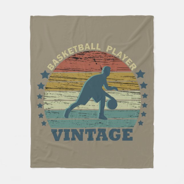 Basketballspieler, der Vintagen Retro-Sonnenunterg Fleecedecke (Vorderseite)