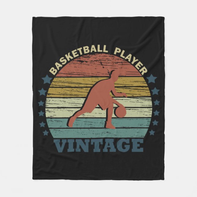 Basketballspieler, der Vintagen Retro-Sonnenunterg Fleecedecke (Vorderseite)