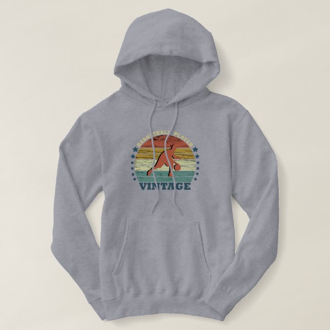 Basketballspieler, der Vintagen Retro-Sonnenunterg Hoodie (Design vorne)