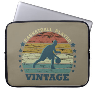 Basketballspieler, der Vintagen Retro-Sonnenunterg Laptopschutzhülle