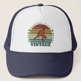 Basketballspieler, der Vintagen Retro-Sonnenunterg Truckerkappe