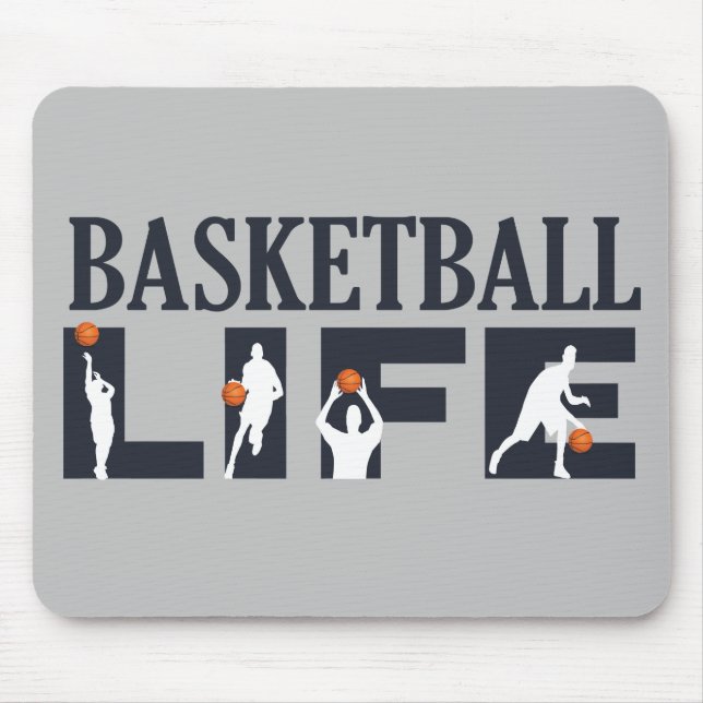Basketballspieler, die mit orangefarbenem Ball tre Mousepad (Vorne)