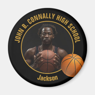 Basketballspieler-Foto in Schwarz-Gold Magnet