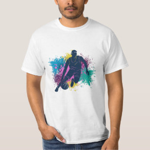 Basketballspieler Grungy Farbspritzer T-Shirt