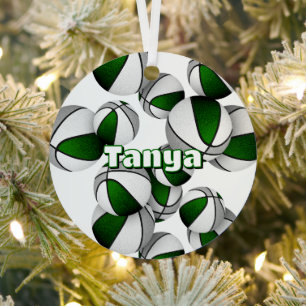 Basketballspieler halten grüne graue Teamfarben Ornament Aus Metall