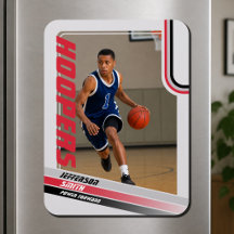 Basketballspieler individuell Grau Rot Foto Magnet