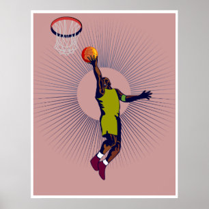 Basketballspieler legen Basketballplakat auf Poster