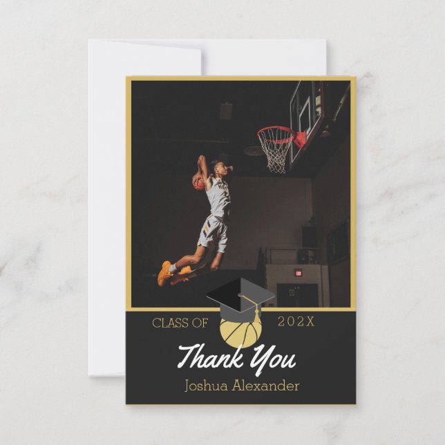 Basketballspieler Modernes Foto Abschlussklasse de Dankeskarte (Vorderseite)