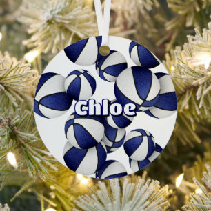 Basketballspieler Name blaue Mannschaftsfarben Sak Ornament Aus Metall