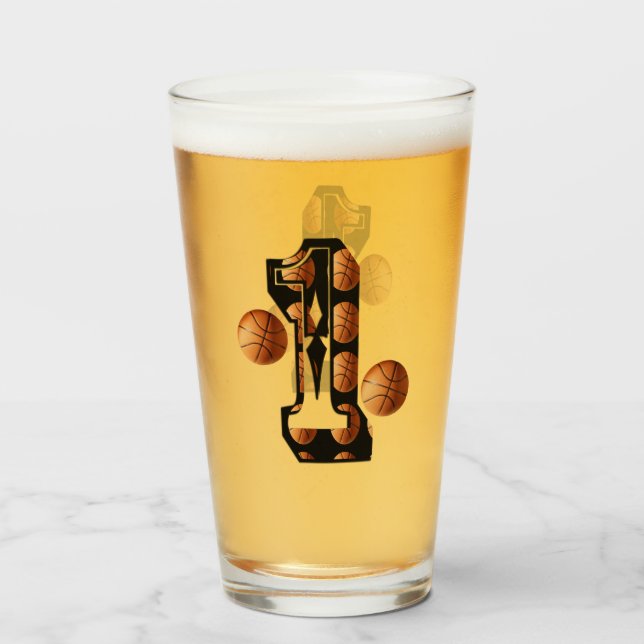 Basketballspieler Nummer eins mit Basketball, Glas (Vorne (Gefüllt))