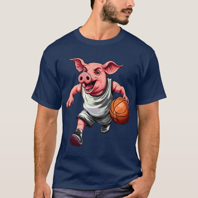 Basketballspieler Pig T - Shirt (Vorderseite)