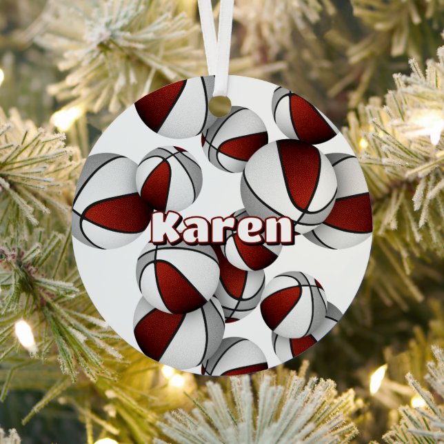Basketballspieler Sake-Maroon-Grausport Ornament Aus Metall (InSitu)