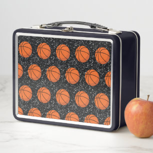 Basketballspieler Sport Ball Elegant Schwarz Glitt Metall Brotdose