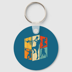 Basketballspieler-Team-Vintage-Silhouetten-Kunstwe Schlüsselanhänger