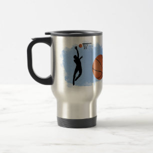 Basketballspieler und Ball personalisieren Reisebecher