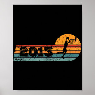 Basketballspieler Vintag Geboren 2013 Geburtstagsf Poster