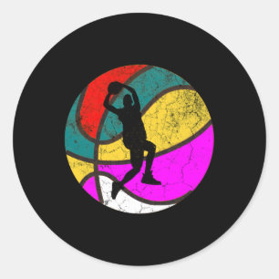 Basketballspieler Vintage Retro Geschenk 1 Runder Aufkleber