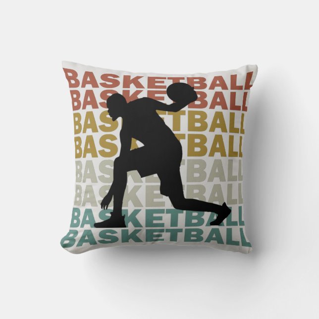 Basketballspieler Vintager Retrostil Kissen (Vorderseite)