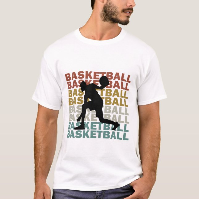 Basketballspieler Vintager Retrostil T-Shirt (Vorderseite)