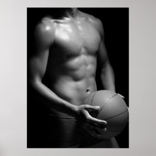 Basketballspieler W7 in Schwarzweiß Poster