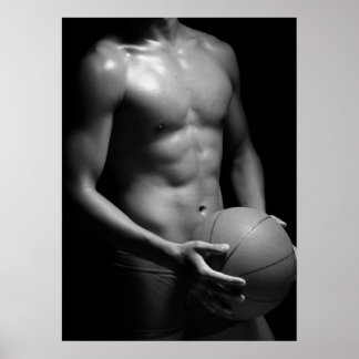 Basketballspieler W7 in Schwarzweiß Poster
