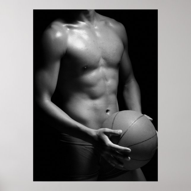 Basketballspieler W7 in Schwarzweiß Poster (Vorne)
