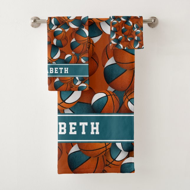 Basketballspielerin Gradgeschenk Mädchen aquamarin Badhandtuch Set (Insitu)