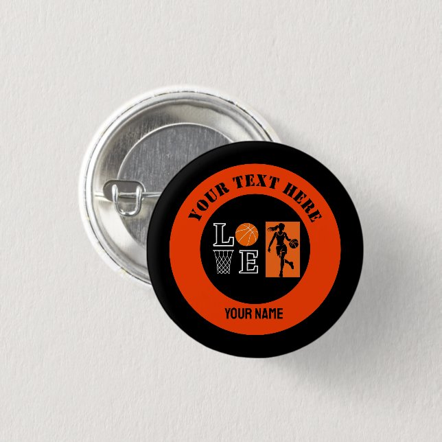 Basketballspielerin Mädchen, Basketball Mädchen Ge Button (Vorne & Hinten)