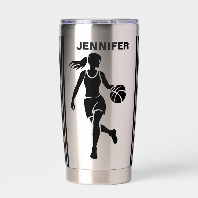 Basketballspielerin Mädchen, Basketball Mädchen Ge Thermobecher (Vorderseite)
