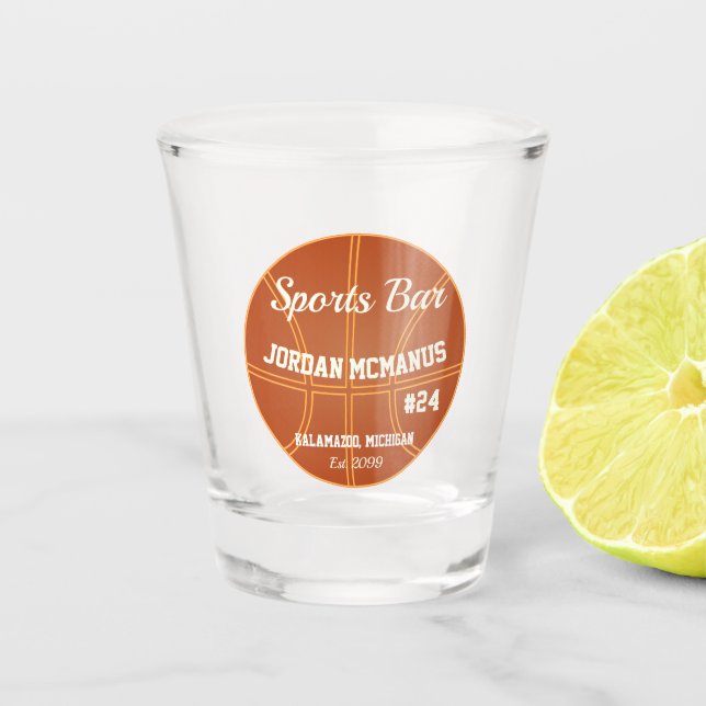 Basketballspielerscheibe Schnapsglas (Vorderseite)