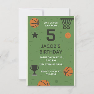 Basketballsport zum Geburtstag Einladung für Junge