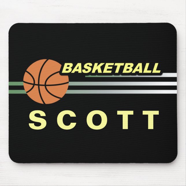 Basketballsportarten mit schwarzem Hintergrund Mousepad (Vorne)