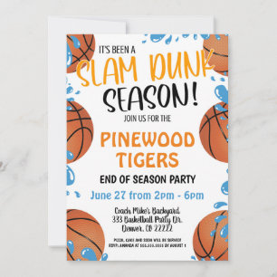 BASKETBALLTEAM ENDE DER SAISON-PARTY EINLADUNG